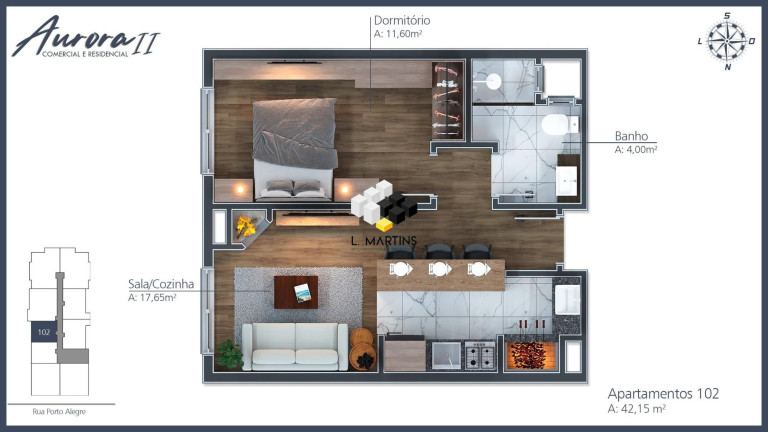 Imagem Apartamento com 1 Quarto à Venda, 56 m² em Moura - Gramado