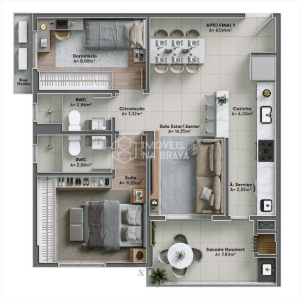 Imagem Apartamento com 3 Quartos à Venda, 85 m² em Vila Operária - Itajaí