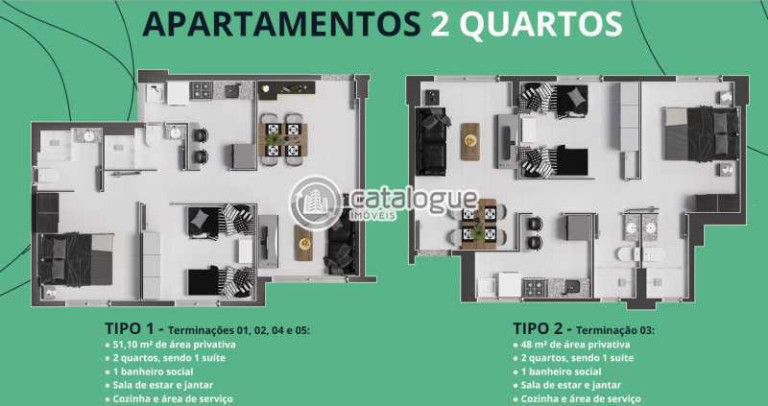 Imagem Apartamento com 2 Quartos à Venda, 48 m² em Rosa Dos Ventos - Parnamirim