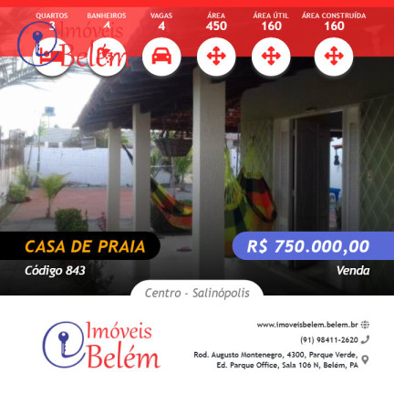 Imagem Casa com 3 Quartos à Venda, 160 m² em Centro - Salinópolis Imagem Casa com 3 Quartos à Venda, 160 m² em Centro - Salinópolis