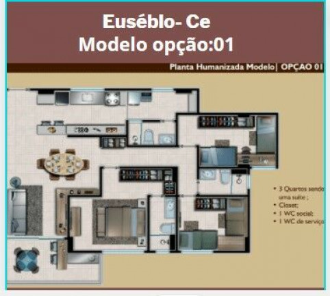 Imagem Apartamento com 3 Quartos à Venda, 107 m² em Centro - Eusébio