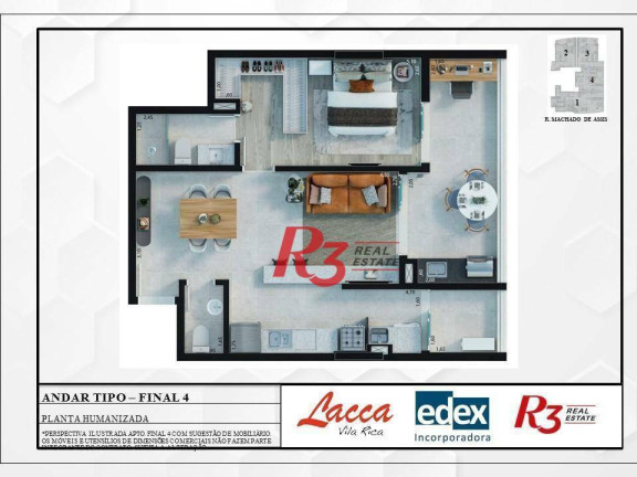 Imagem Apartamento com 1 Quarto à Venda, 66 m² em Vila Rica - Santos Imagem Apartamento com 1 Quarto à Venda, 66 m² em Vila Rica - Santos