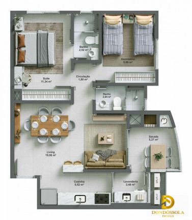 Imagem Apartamento com 2 Quartos à Venda, 67 m² em Centro - Criciúma