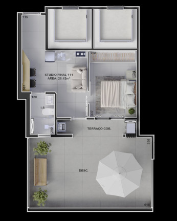 Imagem Apartamento com 1 Quarto à Venda, 86 m² em Boa Vista - Curitiba