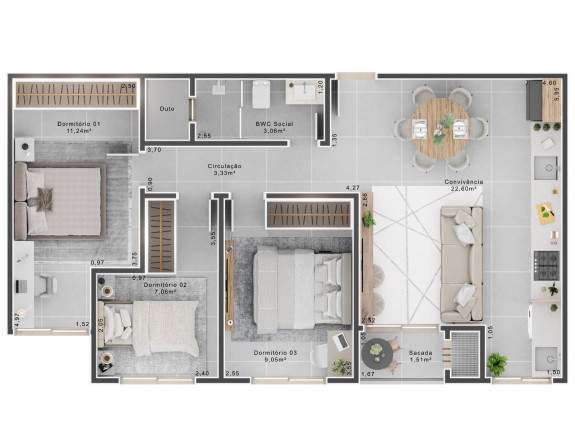 Imagem Apartamento com 2 Quartos à Venda, 75 m² em Criciúma Imagem Apartamento com 2 Quartos à Venda, 75 m² em Criciúma