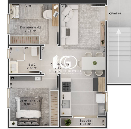 Imagem Apartamento com 2 Quartos à Venda, 45 m² em Ana Maria - Criciúma Imagem Apartamento com 2 Quartos à Venda, 45 m² em Ana Maria - Criciúma