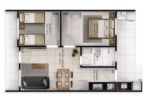 Imagem Casa com 2 Quartos à Venda, 60 m² em Corticeira - Guaramirim