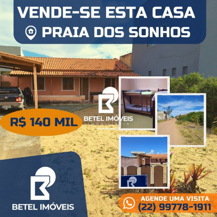 Imagem Casa com 3 Quartos à Venda, 70 m² em Praia Dos Sonhos - São Francisco De Itabapoana Imagem Casa com 3 Quartos à Venda, 70 m² em Praia Dos Sonhos - São Francisco De Itabapoana
