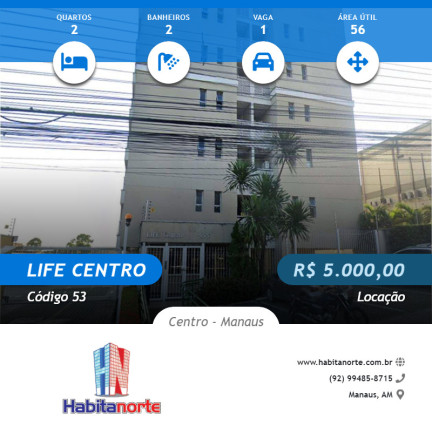 Imagem Apartamento com 2 Quartos para Alugar, 56 m² em Centro - Manaus Imagem Apartamento com 2 Quartos para Alugar, 56 m² em Centro - Manaus