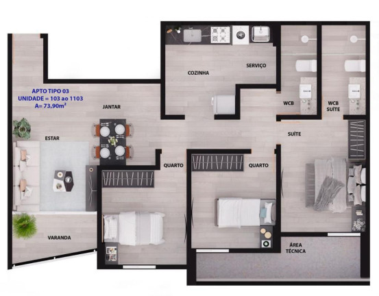 Imagem Apartamento com 3 Quartos à Venda, 75 m² em Manaíra - João Pessoa Imagem Apartamento com 3 Quartos à Venda, 75 m² em Manaíra - João Pessoa