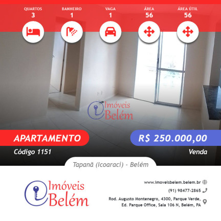 Imagem Apartamento com 3 Quartos à Venda, 56 m² em Tapanã (icoaraci) - Belém Imagem Apartamento com 3 Quartos à Venda, 56 m² em Tapanã (icoaraci) - Belém