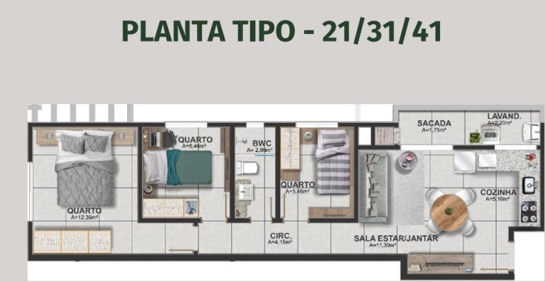 Imagem Apartamento com 3 Quartos à Venda, 61 m² em Bom Jesus - São José Dos Pinhais