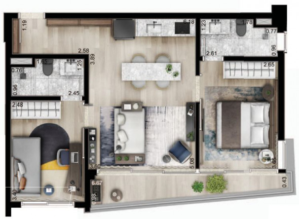 Imagem Apartamento com 2 Quartos à Venda, 60 m² em Vila Nova Conceição Imagem Apartamento com 2 Quartos à Venda, 60 m² em Vila Nova Conceição