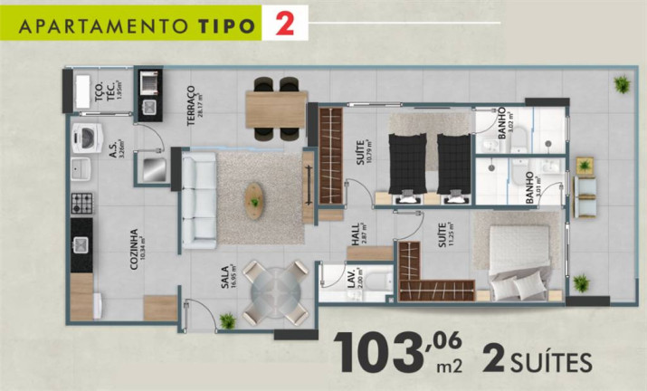 Imagem Apartamento com 2 Quartos à Venda, 103 m² em Guilhermina - Praia Grande
