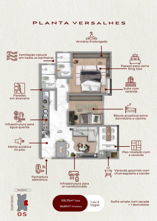Imagem Apartamento com 2 Quartos à Venda, 61 m² em Centro - Cascavel Imagem Apartamento com 2 Quartos à Venda, 61 m² em Centro - Cascavel