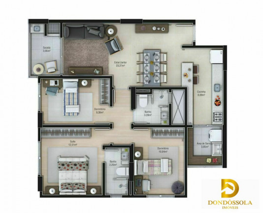 Imagem Apartamento com 3 Quartos à Venda, 91 m² em Centro - Criciúma