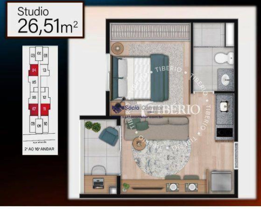 Imagem Studio com 1 Quarto à Venda, 26 m² em Perdizes - São Paulo Imagem Studio com 1 Quarto à Venda, 26 m² em Perdizes - São Paulo