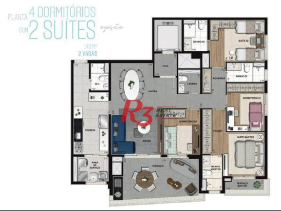 Imagem Apartamento com 3 Quartos à Venda, 252 m² em Boqueirão - Santos