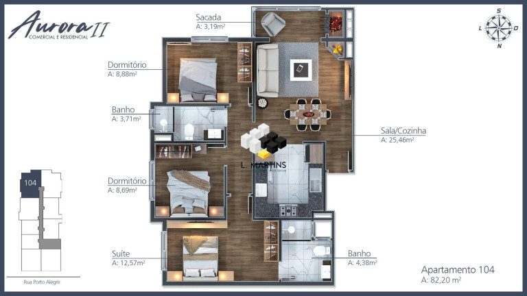 Imagem Apartamento com 1 Quarto à Venda, 56 m² em Moura - Gramado
