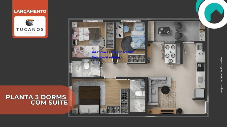 Imagem Apartamento com 3 Quartos à Venda, 66 m² em Lajeado - Cotia
