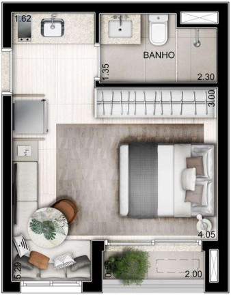 Imagem Studio com 1 Quarto à Venda, 25 m² em Campo Belo - São Paulo