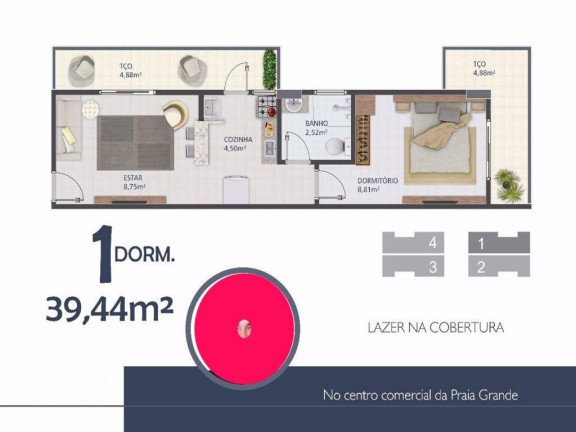 Imagem Apartamento com 1 Quarto à Venda, 39 m² em Boqueirão - Praia Grande Imagem Apartamento com 1 Quarto à Venda, 39 m² em Boqueirão - Praia Grande