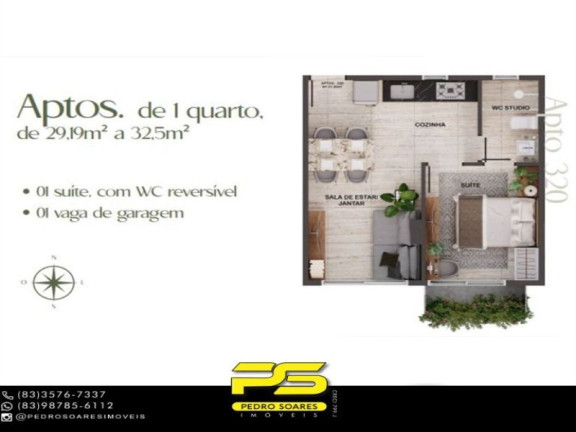 Imagem Apartamento com 2 Quartos à Venda, 44 m² em Cabo Branco - João Pessoa Imagem Apartamento com 2 Quartos à Venda, 44 m² em Cabo Branco - João Pessoa