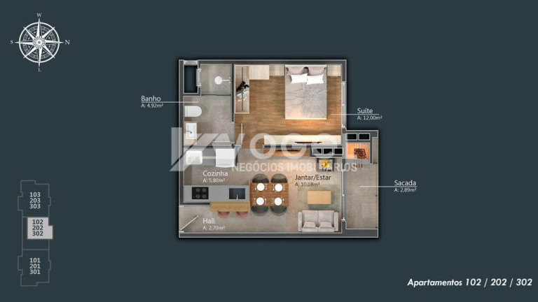 Imagem Apartamento com 1 Quarto à Venda, 44 m² em Centro - Canela Imagem Apartamento com 1 Quarto à Venda, 44 m² em Centro - Canela