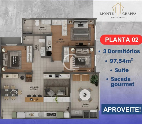 Imagem Apartamento com 3 Quartos à Venda, 97 m² em Pio X - Caxias Do Sul Imagem Apartamento com 3 Quartos à Venda, 97 m² em Pio X - Caxias Do Sul