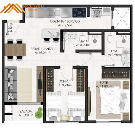 Imagem Apartamento com 1 Quarto à Venda, 62 m² em Praia Da Vila - Imbituba
