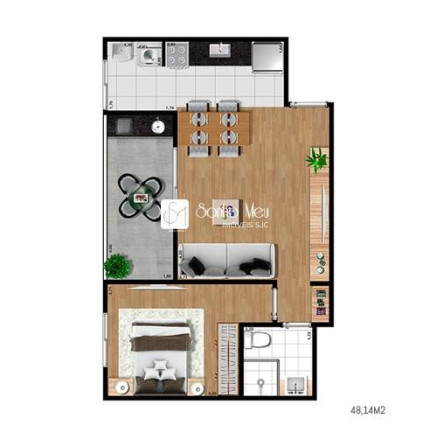 Imagem Apartamento com 1 Quarto à Venda, 48 m² em Parque Residencial Aquarius - São José Dos Campos Imagem Apartamento com 1 Quarto à Venda, 48 m² em Parque Residencial Aquarius - São José Dos Campos