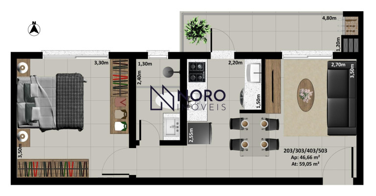 Imagem Apartamento com 1 Quarto à Venda, 46 m² em Camobi - Santa Maria Imagem Apartamento com 1 Quarto à Venda, 46 m² em Camobi - Santa Maria