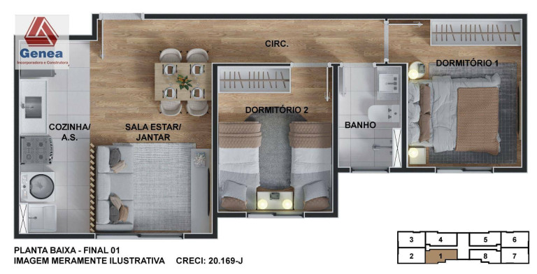 Imagem Apartamento com 2 Quartos à Venda, 47 m² em Fazenda Aya - Suzano