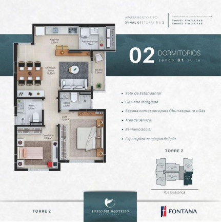 Imagem Apartamento com 2 Quartos à Venda, 66 m² em Santa Catarina - Criciúma