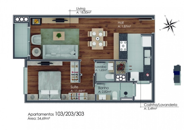 Imagem Apartamento com 1 Quarto à Venda, 54 m² em Avenida Central - Gramado Imagem Apartamento com 1 Quarto à Venda, 54 m² em Avenida Central - Gramado