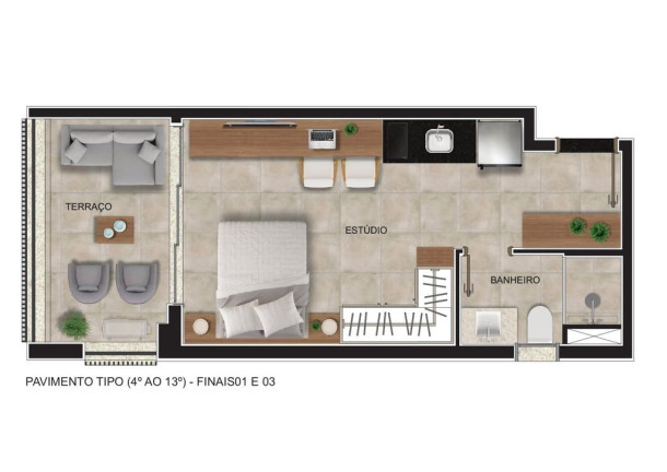 Imagem Studio com 1 Quarto à Venda, 44 m² em Vila Nova Conceição - São Paulo Imagem Studio com 1 Quarto à Venda, 44 m² em Vila Nova Conceição - São Paulo