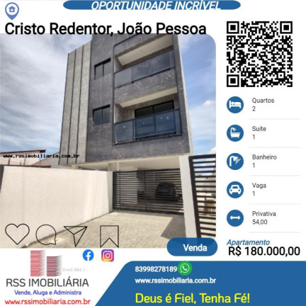 Apartamento com 2 Quartos à Venda, 54 m² em Cristo Redentor - João Pessoa