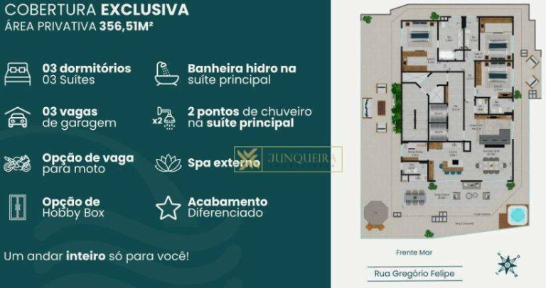 Imagem Cobertura com 3 Quartos à Venda, 357 m² em Barreiros - São José Imagem Cobertura com 3 Quartos à Venda, 357 m² em Barreiros - São José