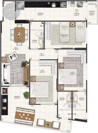 Imagem Apartamento com 3 Quartos à Venda, 98 m² em Aviação - Praia Grande