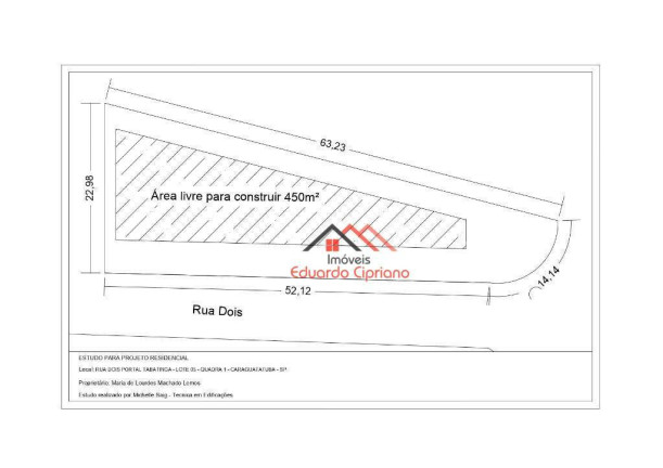 Terreno à Venda, 816 m² em Tabatinga - Caraguatatuba