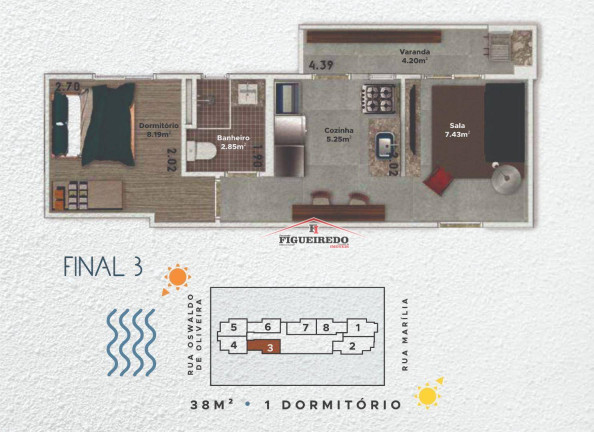 Imagem Apartamento com 1 Quarto à Venda, 44 m² em Boqueirão - Praia Grande