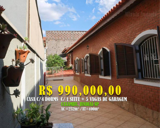 Imagem Casa com 4 Quartos à Venda, 232 m² em Caxambu - Jundiaí Imagem Casa com 4 Quartos à Venda, 232 m² em Caxambu - Jundiaí