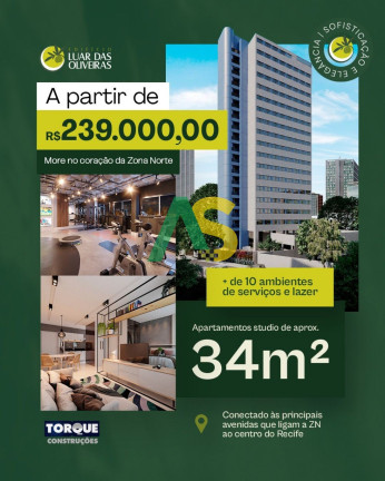 Imagem Flat com 1 Quarto à Venda, 33 m² em Casa Amarela - Recife
