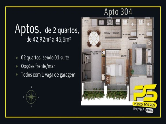 Imagem Apartamento com 2 Quartos à Venda, 45 m² em Cabo Branco - João Pessoa Imagem Apartamento com 2 Quartos à Venda, 45 m² em Cabo Branco - João Pessoa