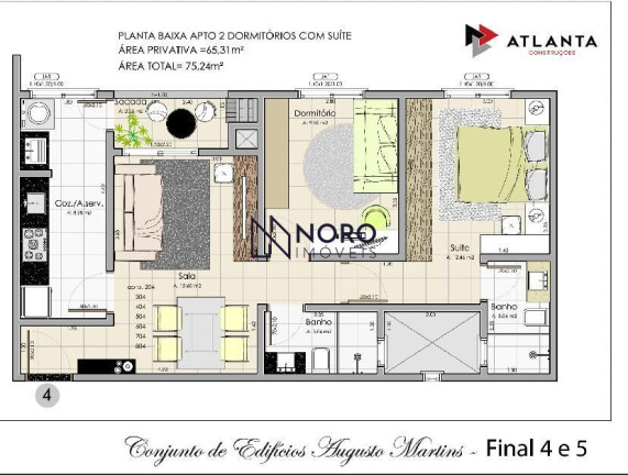 Imagem Apartamento com 2 Quartos à Venda, 65 m² em Urlândia - Santa Maria Imagem Apartamento com 2 Quartos à Venda, 65 m² em Urlândia - Santa Maria