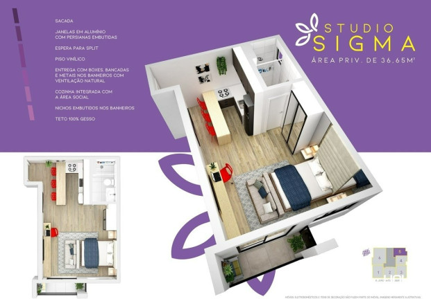 Imagem Apartamento com 1 Quarto à Venda, 48 m² em Kobrasol - São José Imagem Apartamento com 1 Quarto à Venda, 48 m² em Kobrasol - São José