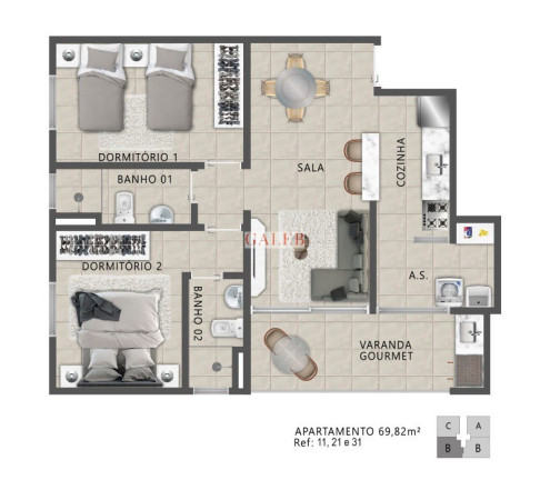 Imagem Imóvel com 2 Quartos à Venda, 64 m² em Bella Atibaia - Atibaia Imagem Imóvel com 2 Quartos à Venda, 64 m² em Bella Atibaia - Atibaia