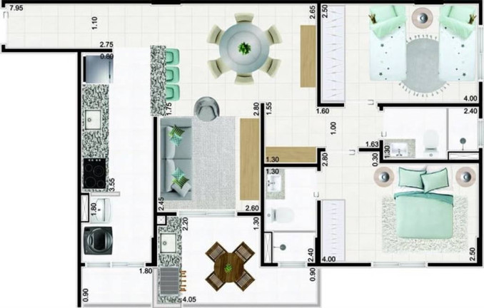 Imagem Apartamento com 2 Quartos à Venda, 80 m² em Guilhermina - Praia Grande