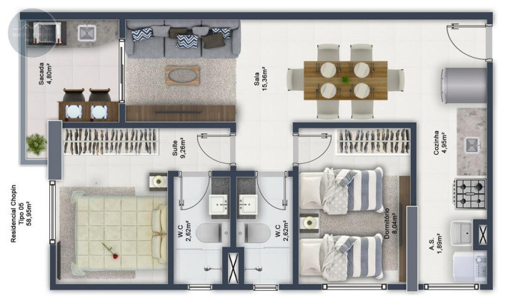 Imagem Apartamento com 2 Quartos à Venda, 57 m² em Boqueirão - Praia Grande