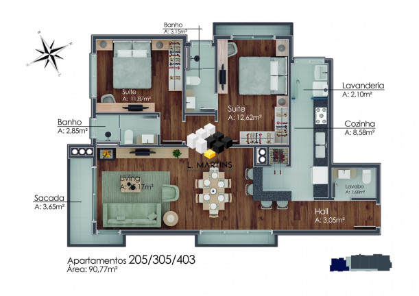 Imagem Apartamento com 1 Quarto à Venda, 57 m² em Av. Central - Gramado Imagem Apartamento com 1 Quarto à Venda, 57 m² em Av. Central - Gramado